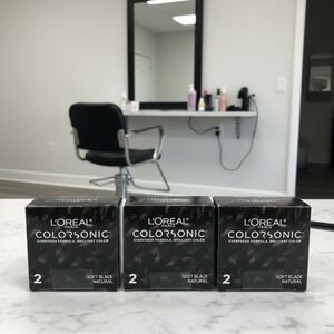 (3)  L'Oreal Paris Colorsonic #2 Soft Black Natural  Hair Color Cartridge SEALED